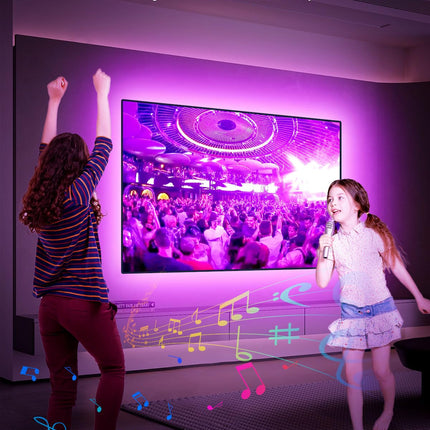 GIPOYENT TV Light Strip, Music Sync LED TV Backlights, for 32-50 Inch TV, LED TV Light with Bluetooth Function - RGB Color Changing Light Strip for Home Theater (9.8ft)
