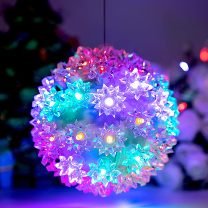 Christmas Lighted Sphere Balls Outdoor - 3 Pack 5.5" 50 LED Hanging Starlight Light, Replaceable Bulbs with Add-On Plug, Hanging Lights for Trees Party Wedding Patio Indoor Decorations