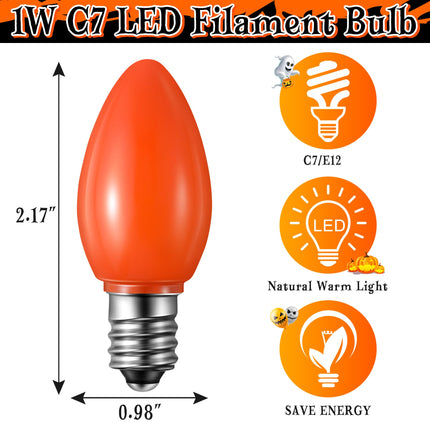 Enhon 2 Pack Accessory Cord with LED Light Bulb, Blow Mold Light with C7 Light, Village Lights Cord with On/Off Switch for Halloween, Christmas Village House, Salt Lamp, Craft Project, Orange