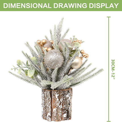 SY Super Bang Small Mini Christmas Tree, Artificial Table Top Little Xmas Decorations with Ball Ornaments, for Home Party Xmas Decor, Champagne