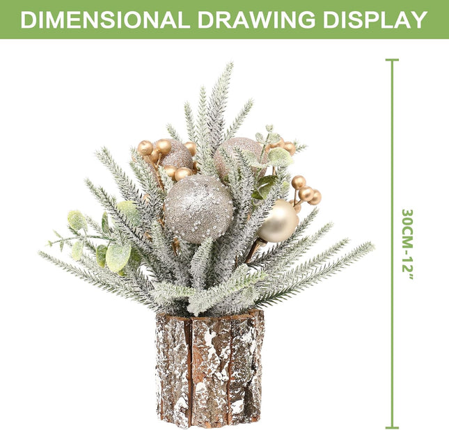 SY Super Bang Small Mini Christmas Tree, Artificial Table Top Little Xmas Decorations with Ball Ornaments, for Home Party Xmas Decor, Champagne