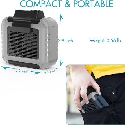 Comlife Portable Waist Clip Fan, 6000Mah Rechargeable Battery Powered Usb Input Output Ports Included, Max.24H Working, 3 Speeds