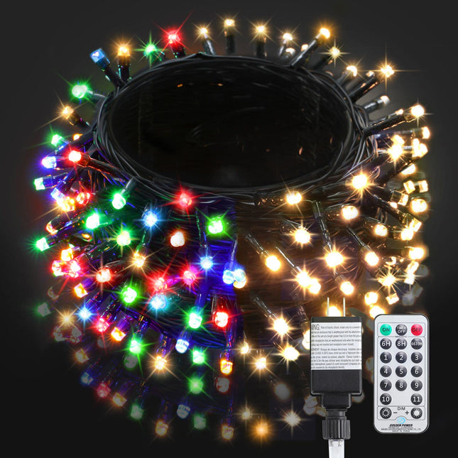 BlcTec Christmas Lights, 300 LED 108FT Color Changing Christmas Tree Lights with Remote, 11 Modes, Timer & Waterproof, Connectable Christmas String Lights for Xmas Decorations, Warm White & Multicolor