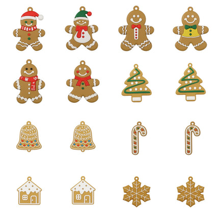 16PCS Gingerbread Christmas Decorations, Gingerbread Ornaments for Christmas Tree, Christmas Tree Hanging Decorations, 2.5 Inch Tall