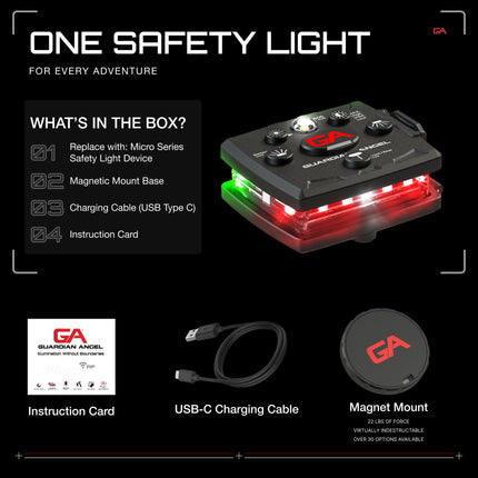 Guardian Angel Elite Micro Personal Safety Light Bar | Magnetic Hands-Free Mountable Flashlight | Lightweight with Rechargeable Battery (Red/Green)