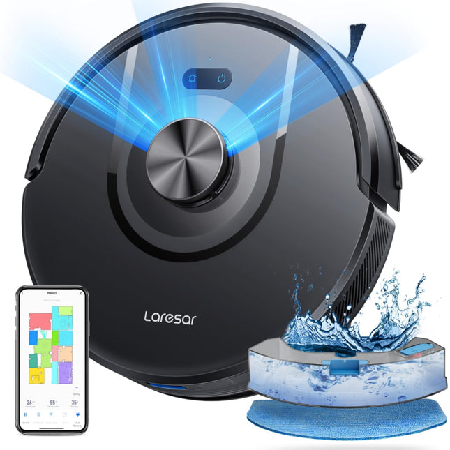 Laresar Robot Vacuums And Mop Combo, 5000Pa Strong Suction With Lidar Navigation, 3 In 1 Robot Vacuum Cleaner With Auto Carpet Boost, Selfcharging, App&Voice Control, Ideal For Pet Hairmars01