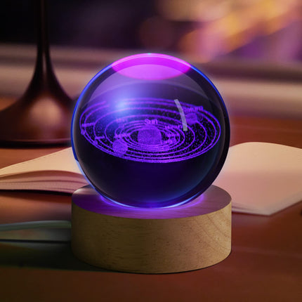 3D Galaxy Crystal Ball Night Light for Kids with Colorful LED Light Base, Color Changing Light with Remote as a Birthday for Teens Boys and Girls, Solar System Model