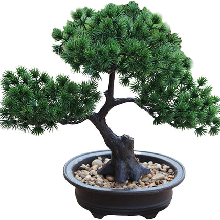 Artificial Bonsai Pine Tree, Fake Desk Plants Room Decor for Desktop Display Simulation Office Living Room Zen Garden Decoration Indoor Home Décor