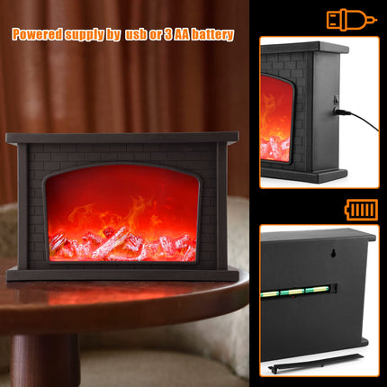 Fireplace Lights, IMAGE Fireplace Lantern LED Flame USB/Battery Powered, Flameless Fire Light for home Decor, Christmas Ornaments