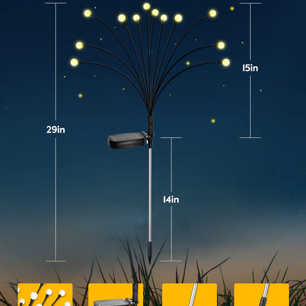 Solar Christmas Outdoor Decoration - 4 Pack 48 LED Swaying Solar Pathway Lights with 2 Lighting Mode, Waterproof Solar Christmas Walkway Lights, Christmas Decoration for Outside Yard Lawn, Warm White