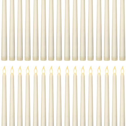 36 Pieces Flameless Taper Candles 11 Inch Flickering Candle Lights Faux LED Candles Battery Operated Candles Electric Fake Candles for Christmas Halloween Birthday Wedding Party Supplies (Ivory)