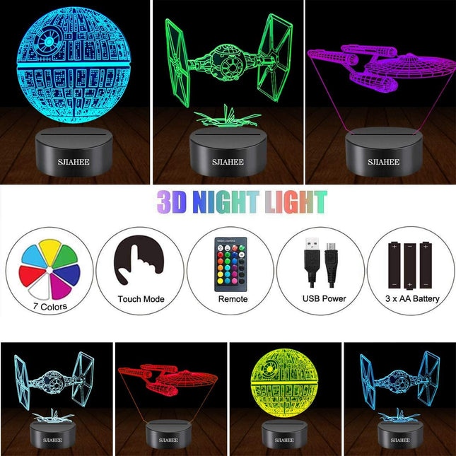 3D Star Wars Lamp -3 Patterns Night Light with Timing Remote Control and 16 Color Changing Decor lamp, Star Wars Toys Birthday and Christmas s for Boys Men Kids Fans