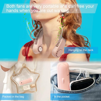 Handheld Mini Fan And Portable Neck Fan, Portable Usb Rechargeable Small Pocket Fan, Wearable Personal Fan,Battery Operated Fan