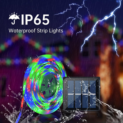 Solar LED Strip Lights, 20FT Waterproof RGB Color 180 LEDs Cuttable with 8 Modes Solar Powered LED Fairy Lights for Christmas Outside, Garden, Patio, Yard, Party