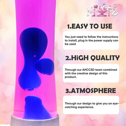 16 Inch Pink Cloud Magma Lamp,Motion Liquid Lamp Pink Liquid with Purple Wax Pink Blue Gradient Base Relaxing Gorgeous Lamp for Adults Night Light for Kids Women Girls Christmas Great
