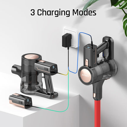 25Kpa Cordless Vacuum Cleaner, Lightweight Stick Cordless Vacuum Cleaner With Detachable Battery, Rechargeable Cleaner For Home Pet Hair Hard Floors Carpets, Max 50 Min Runtime V301