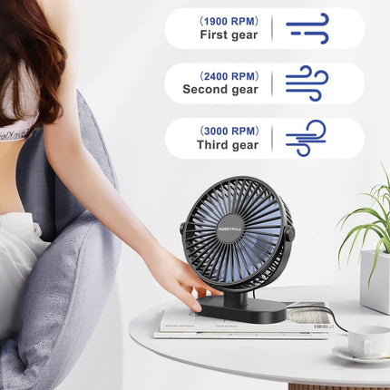 Sweetfull Usb Desk Fan Small Quiet 3 Speeds Mini Personal Portable Fan 360° Rotation Adjustable, 6 Inch Office Table Cooling