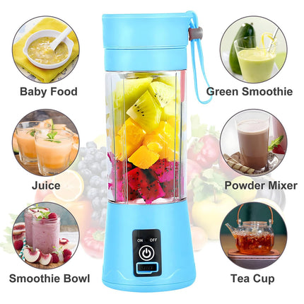Oblivion Portable 6-Blade Fruit Juicer Blender 1 Pc ? USB Rechargeable Multicolor Mixer Bottle for Juice Protein & Milk Shake Smoothies Fruit & Vegetable Grinder Multi-Purpose Electric Shaker Cup