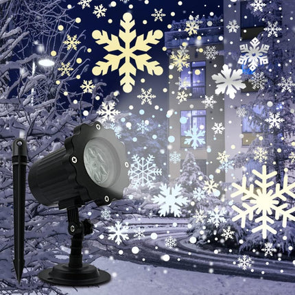 Christmas Snowflake Projector Lights, Dynamic Led Snowflake Projector Lights, White Snow Projection Outdoor and Indoor Decorative Lighting for Halloween Xmas Year Wedding Party Holiday