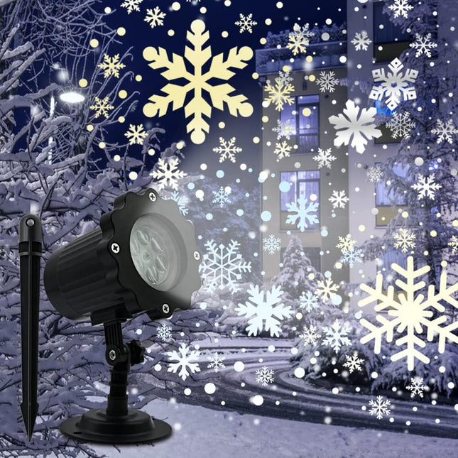 Christmas Snowflake Projector Lights, Dynamic Led Snowflake Projector Lights, White Snow Projection Outdoor and Indoor Decorative Lighting for Halloween Xmas Year Wedding Party Holiday
