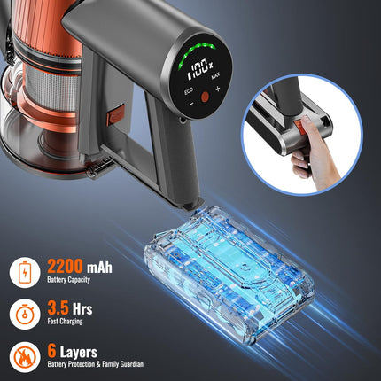 Kohe Cordless Vacuum Cleaner, 200W23Kpa 6In1 Versatile Lightweight Powerful Stick Vacuum With Led Display, Up To 45 Mins Detachable Battery, Vacuum Cleaner For Home Hard Floor Carpet Pet Hair