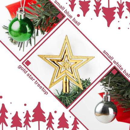 Mini Christmas Trees, Artificial Tabletop Christmas Tree with Star Treetop and Many Ornaments, Battery Operated Small Xmas Tree for Table, Desk, Home Classic Series Holiday Decoration-1.67ft