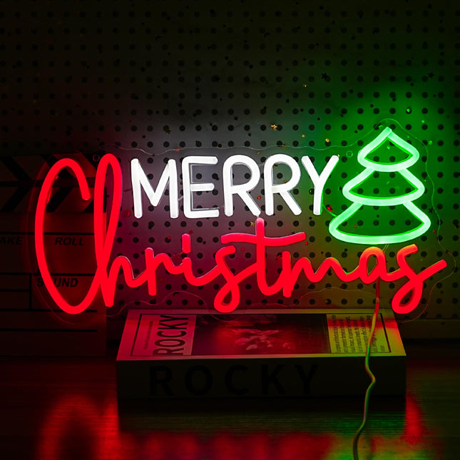 Merry Christmas Neon Sign Christmas LED Sign Light Christmas Lights for Wall Decor Bar Pub Club Home Bedroom Office Restaurant Christmas Decorations Christmas Party Art Wall Decorative Night Light