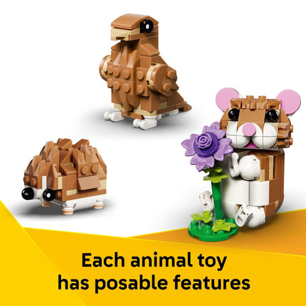LEGO Creator 3 in 1 Cute Hamster with a Flower Building Toy for Girls & Boys Ages 7+ - Kids Build a Hamster Hedgehog or Eagle Animal Figure - Gift Idea for Birthdays - 31376