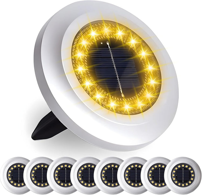 Solar Ground Light 8 Packs, Upgraded 16Leds Solar Outdoor Light For Patio, MowerFriendly Withstand 200Lbs Solar Powered Lights