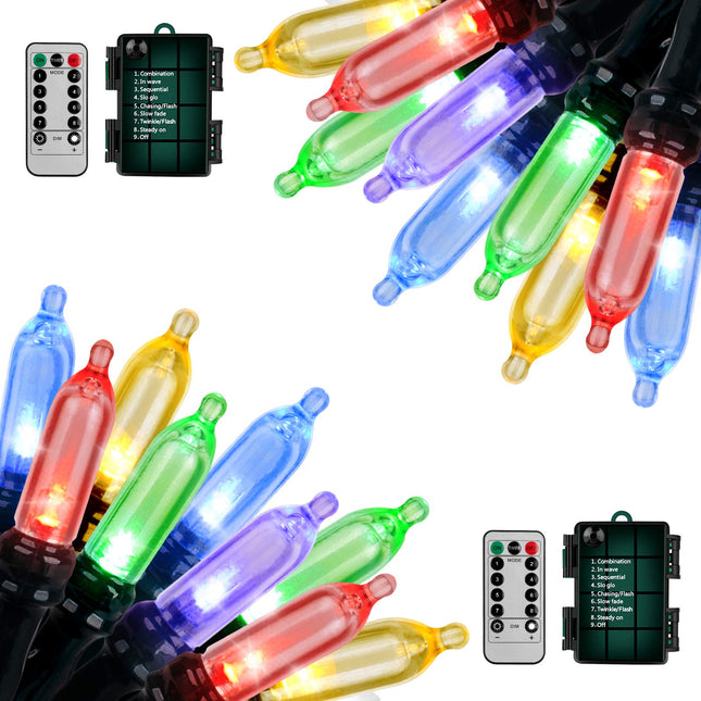 18ft Battery Operated String Lights,Outdoor String Lights Christmas Lights 50 Led String Lights with Remote Timer Waterproof for Indoor Outdoor Garden Party Christmas Decoration, Multicolor