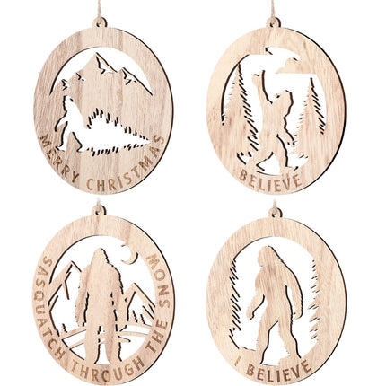 8 Pcs Bigfoot Christmas Ornament Bigfoot Sasquatch Christmas Tree Ornament Bigfoot s Wooden Sasquatch Sign Hanging Christmas Tree Decor Funny Christmas Tree Decoration for Home