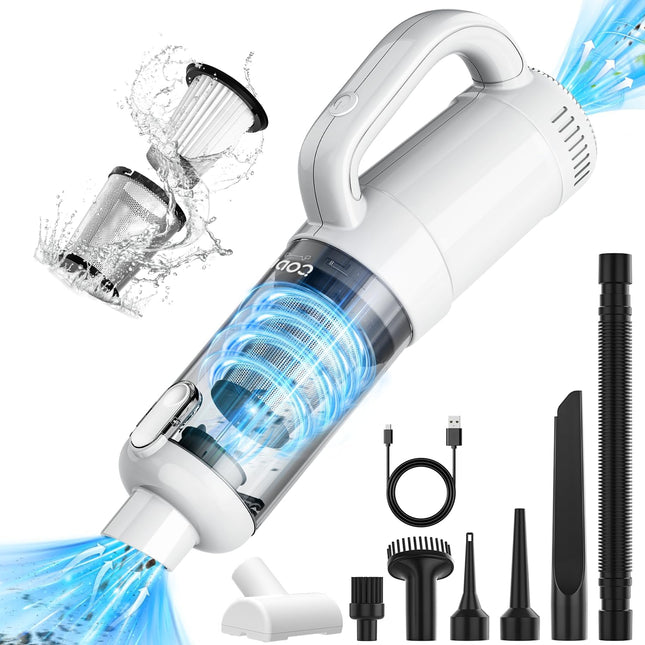 Codn Handheld Car Vacuum Cleaner, 2 In 1 Cordless Vacuum Cleaner & Air Duster, 15000Pa High Power Suction Portable Rechargeable Vacuum With Multinozzles For Car, Home, Office, Pet