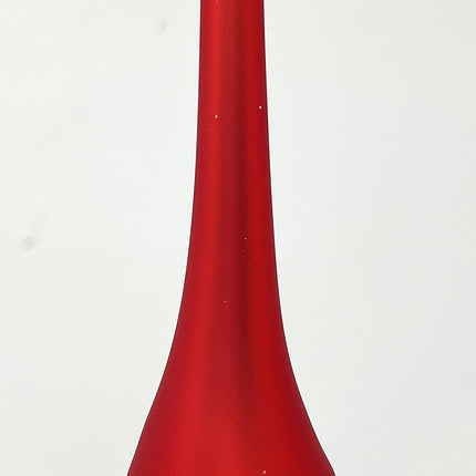 Christmas Tree Topper Spitz Glass Blown, Hand-Decorated White Embellishments (12 Inch, Red Matt)