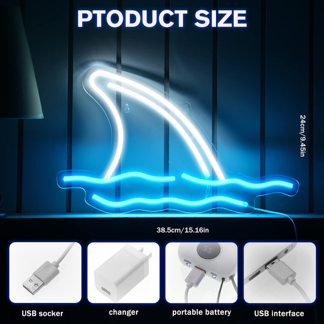 Shark LED Neon Signs Wall Decorative Shark Neon Lights Acrylic USB Powered Shark Neon Light for Christmas Bedroom Decor Room Shop Hotel Bar Party Supplies s