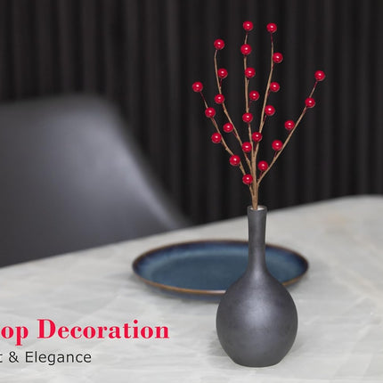 12 Pack 12.5 Inch Artificial Red Berry Stems, Holly Berry Picks Red Berry Branches Ornaments for Christmas Tree Decor Wreath Decoration DIY Crafts Candle Rings Home Holiday Wedding Decor
