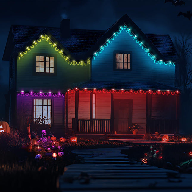Permanent Outdoor Lights Pro, IP67 Waterproof Smart LED Starry Eaves Lights with App/Remote Control, 30ft with 22 LED Warm & Cold White LED Lights for Halloween Christmas Holiday Decor