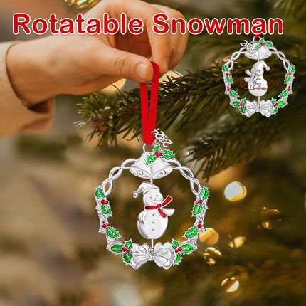 Rotatable Snowman Christmas Ornament Metal Siliver Christmas Wreath Ornament Best Decorative Pendant s Keepsake for Xmas Tree Decoration