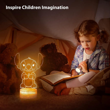 Hoofun 3D Illusion Stitch Night Light: Stitch s Light with Remote Control and Smart Touch, Stitch Stuff for Girls Room Decor Lamp Birthday Christmas s