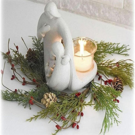 Artificial Realistic-Looking Cedar Wreath Candle Ring Mini Wreath Accent for Statues, Lanterns, Nativity, Candle Holders, Doors, Windows, Centerpieces, Tree Decorations, Holiday Decor, Pillars