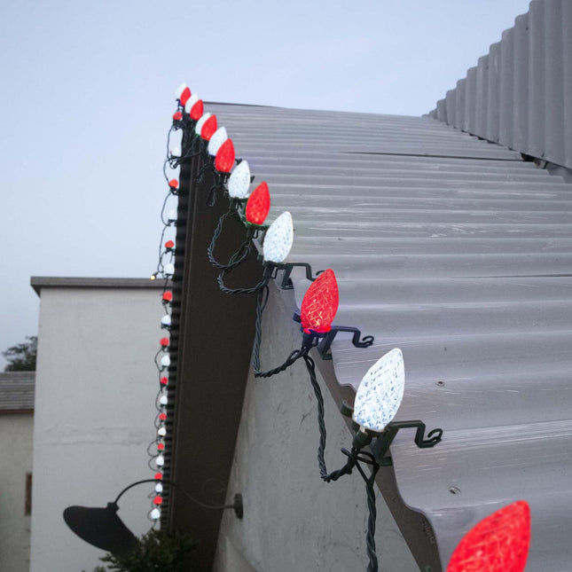 NIOSTA 66Ft LED Christmas roofline String Lights, C9 Outdoor roof String Lights with Quick Shingle & Gutter Clips,Plug in & connectable,red and White