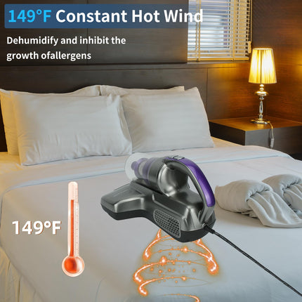 Ultibe Bed Vacuum Cleaner, Uv Mattress Vacuum Cleaner With 14Kpa Suction, High Heating Handheld Bed Cleaner, 450W Powerful Machine Cleaner For Bed, Pillows, Mattresses, Sofa And Carpets