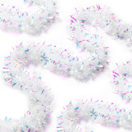 32.8 ft x 4 Inches Christmas Garland Christmas Tinsel Garland Xmas Metallic Twist Garland Glitter Tree Garland Hanging Decorations for Christmas Tree Wreath Wedding Party Decorations (Snowflake Style)
