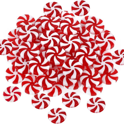 50pcs Peppermint Christmas Ornaments Christmas Candy Cane Fake Peppermints Plastic Peppermint Candy for Crafts Christmas Tree Peppermint Ornaments for Peppermint Decor Peppermint Candy Decorations