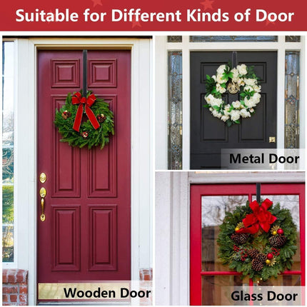 Kederwa Adjustable Wreath Door Hanger, Metal Wreath Hooks Over The Door from 14.9-25 Inch, Halloween Wreath Holder for Fall Christmas Thanksgiving Wreath Decor