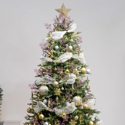 16 Pieces Christmas Tree Picks and Sprays Artificial Glitter Stems Decorative Candy Shape Curly Twigs for Xmas Tree Vase Filler Wreath Making Supplies Holiday Party Home Decor (Pink, 16)