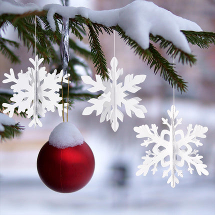 Snowflake Snow-White Christmas Party-Decorations Garland - 12Pcs 3D Winter Wonderland Frozen Hanging Streamers Banner,Baby Bridal Shower Birthday Wedding Classroom Decor Supplies Hugtmr