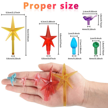 186 Pieces Ceramic Christmas Tree Replacement Bulb Set Includes 60 Ceramic Tree Replacement Lights Ornaments 60 Ceramic Tree Globe Lights 60 Christmas Tree Bird Lights 6 Stars(Multi Color)