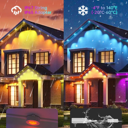 Smart Permanent Outdoor Lights, 100ft with 72 LED RGB String Lights, IP67 Waterproof Eaves Light with 44 Scene Modes for Halloween Christmas Birthday Holiday Party, APP/Voice/Remote Control