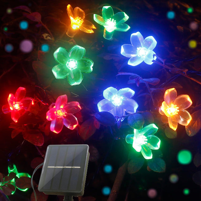 Solar Flower String Lights Outdoor, 39ft 100LED Solar String Lights for Outside Waterproof, Solar Fairy Lights for Garden Patio Yard Lawn Party Balcony Christmas Decorations (Multi-Colored)