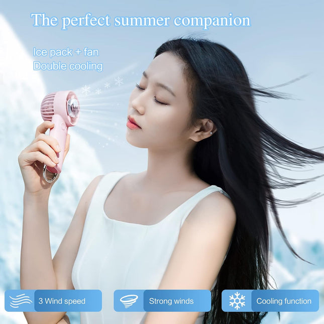 Mini Handheld Fan Portable Small Personal Hand Fan 3 Speed Usb Or Battery Powered With Cold Compress Function, Led Light, Hiking
